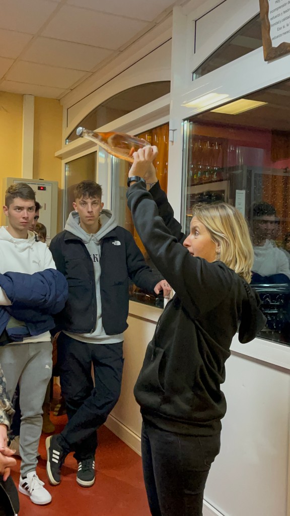 Students during a wine tasting