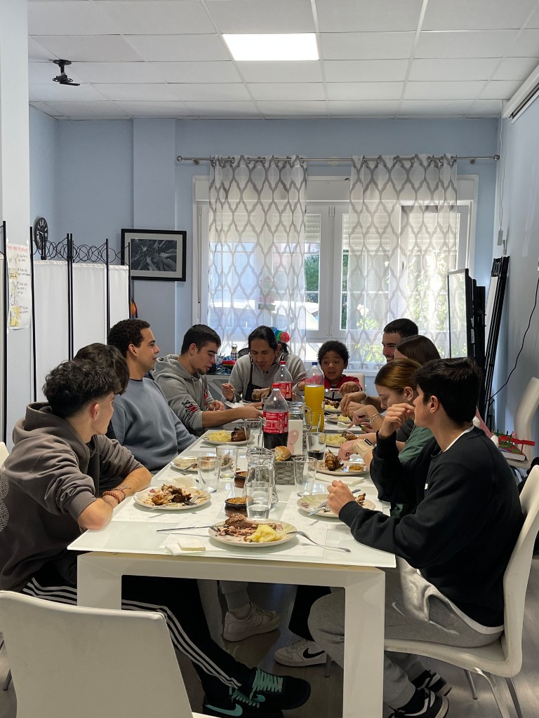 Students sharing a meal together